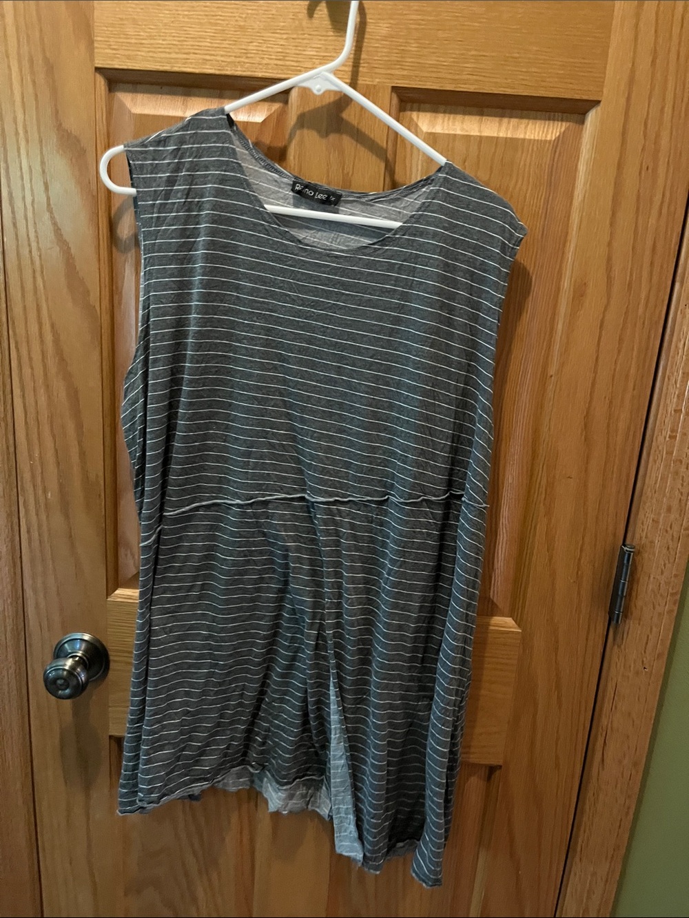 Striped Gray Sleeveless Tank Top - Women's Relaxed Fit